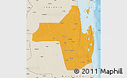 Political Map of Vilanculos, shaded relief outside