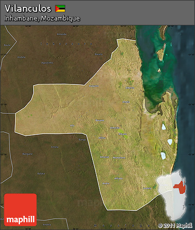 Satellite Map of Vilanculos, darken