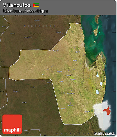 Satellite Map of Vilanculos, darken