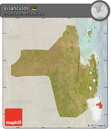 Satellite Map of Vilanculos, lighten