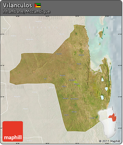 Satellite Map of Vilanculos, lighten