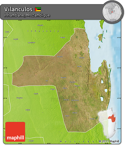 Satellite Map of Vilanculos, physical outside