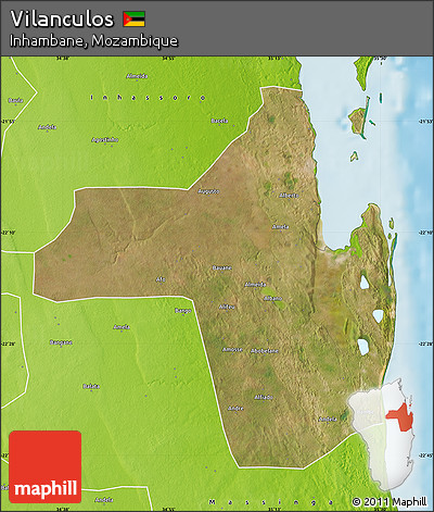 Satellite Map of Vilanculos, physical outside
