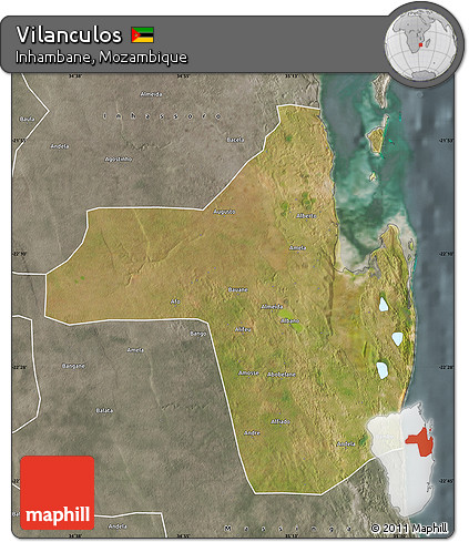 Satellite Map of Vilanculos, semi-desaturated
