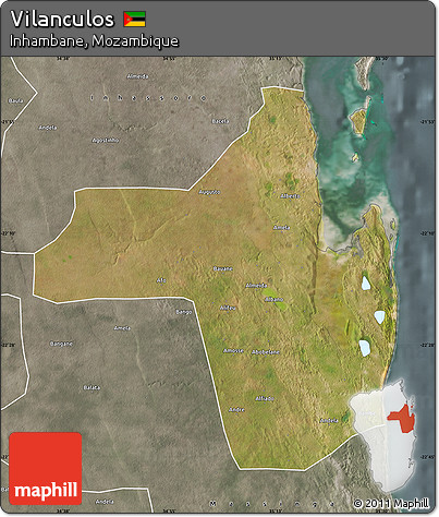 Satellite Map of Vilanculos, semi-desaturated