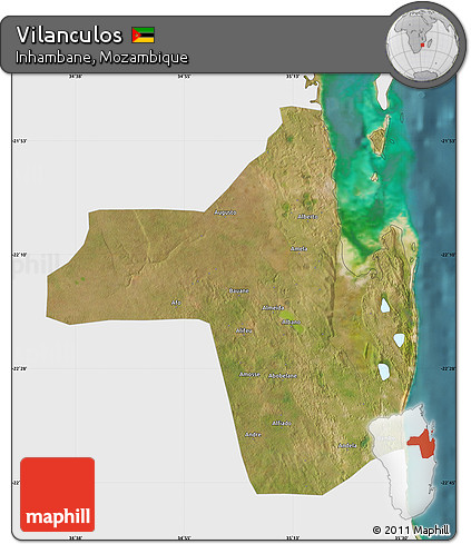 Satellite Map of Vilanculos, single color outside