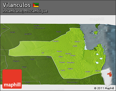 Physical Panoramic Map of Vilanculos, darken