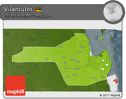 Physical Panoramic Map of Vilanculos, darken