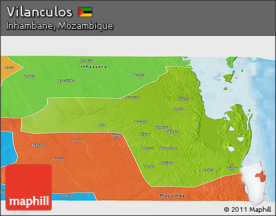 Physical Panoramic Map of Vilanculos, political outside