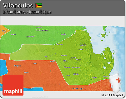 Physical Panoramic Map of Vilanculos, political outside