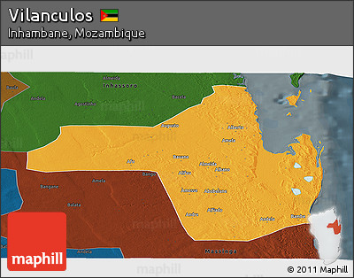 Political Panoramic Map of Vilanculos, darken