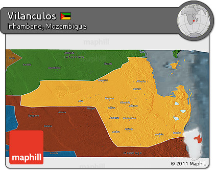 Political Panoramic Map of Vilanculos, darken