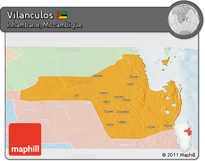 Political Panoramic Map of Vilanculos, lighten