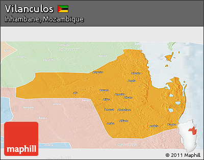 Political Panoramic Map of Vilanculos, lighten