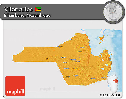 Political Panoramic Map of Vilanculos, single color outside