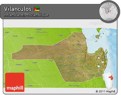 Satellite Panoramic Map of Vilanculos, physical outside