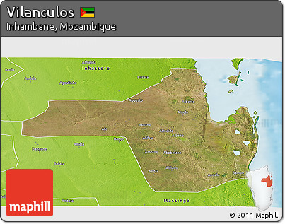 Satellite Panoramic Map of Vilanculos, physical outside