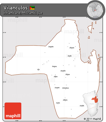 Classic Style Simple Map of Vilanculos, cropped outside