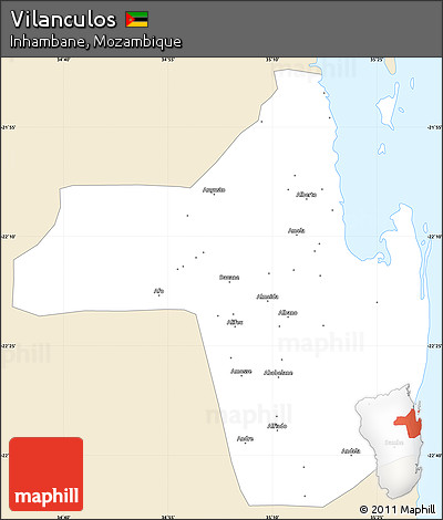 Classic Style Simple Map of Vilanculos, single color outside