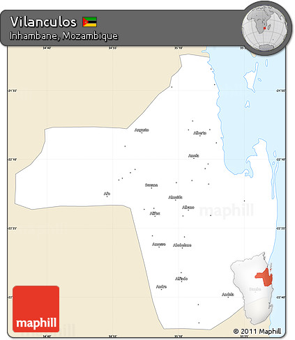 Classic Style Simple Map of Vilanculos, single color outside