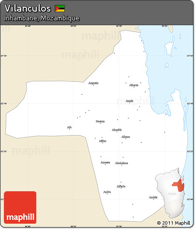 Classic Style Simple Map of Vilanculos, single color outside