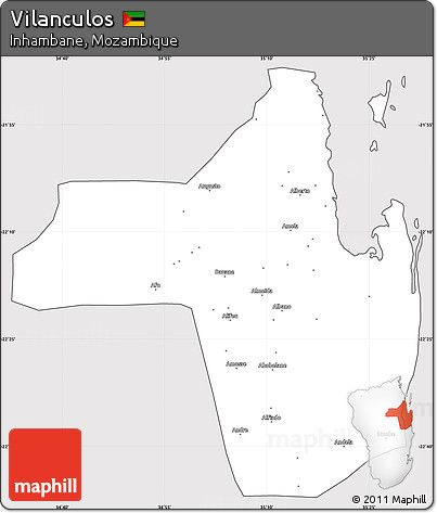 Silver Style Simple Map of Vilanculos, cropped outside