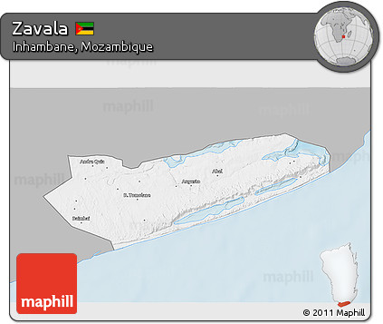 Gray 3D Map of Zavala, single color outside