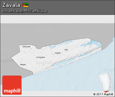 Gray 3D Map of Zavala, single color outside