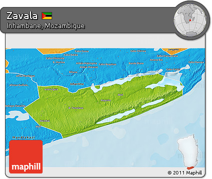 Physical 3D Map of Zavala, political outside