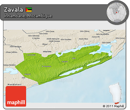 Physical 3D Map of Zavala, shaded relief outside