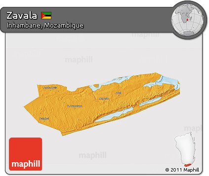 Political 3D Map of Zavala, cropped outside