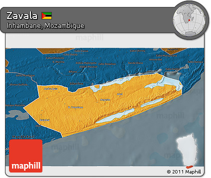 Political 3D Map of Zavala, darken