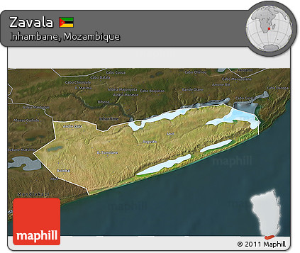Satellite 3D Map of Zavala, darken