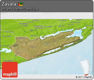 Satellite 3D Map of Zavala, physical outside