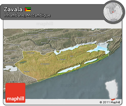 Satellite 3D Map of Zavala, semi-desaturated