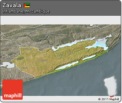 Satellite 3D Map of Zavala, semi-desaturated