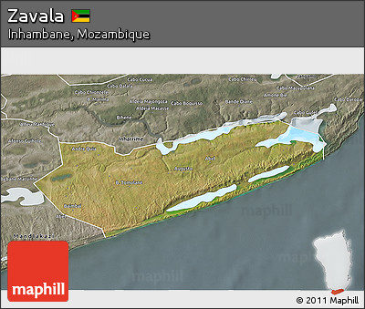 Satellite 3D Map of Zavala, semi-desaturated