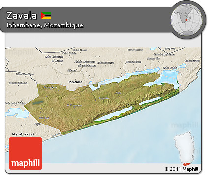 Satellite 3D Map of Zavala, shaded relief outside