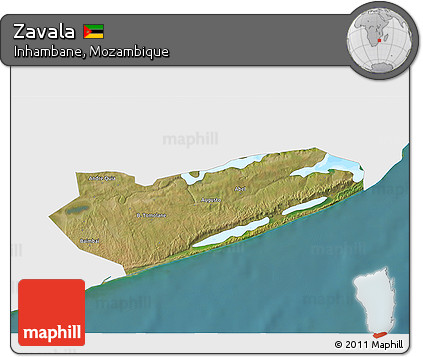 Satellite 3D Map of Zavala, single color outside