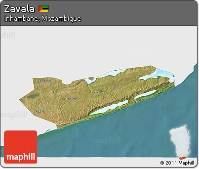 Satellite 3D Map of Zavala, single color outside