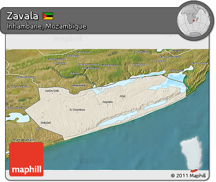 Shaded Relief 3D Map of Zavala, satellite outside