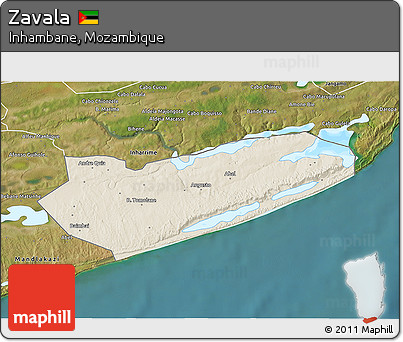 Shaded Relief 3D Map of Zavala, satellite outside
