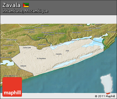 Shaded Relief 3D Map of Zavala, satellite outside