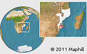 Satellite Location Map of Zavala, highlighted country, highlighted parent region, within the entire country