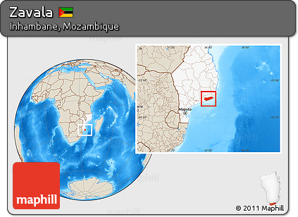 Shaded Relief Location Map of Zavala, highlighted country