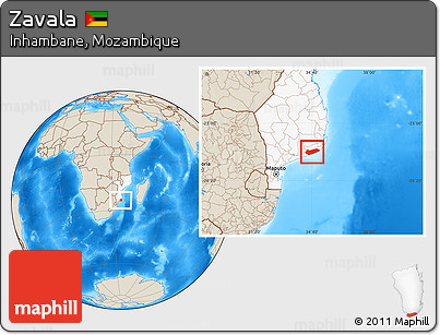Shaded Relief Location Map of Zavala, highlighted country