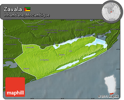 Physical Map of Zavala, darken