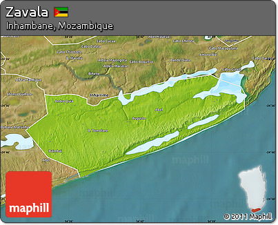 Physical Map of Zavala, satellite outside