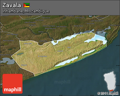 Satellite Map of Zavala, darken