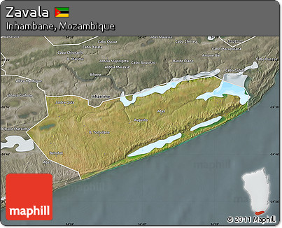 Satellite Map of Zavala, semi-desaturated